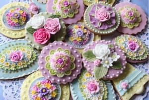 Sweets Pastries Cookies Icing Decorations Flowers Beads Phone wallpaper thumb