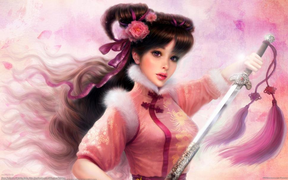 Oriental sword girl wallpaper,Oriental HD wallpaper,Sword HD wallpaper,Girl HD wallpaper,1920x1200 wallpaper