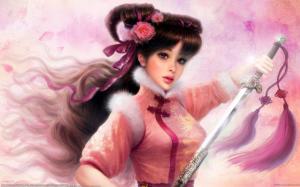 Oriental sword girl wallpaper thumb