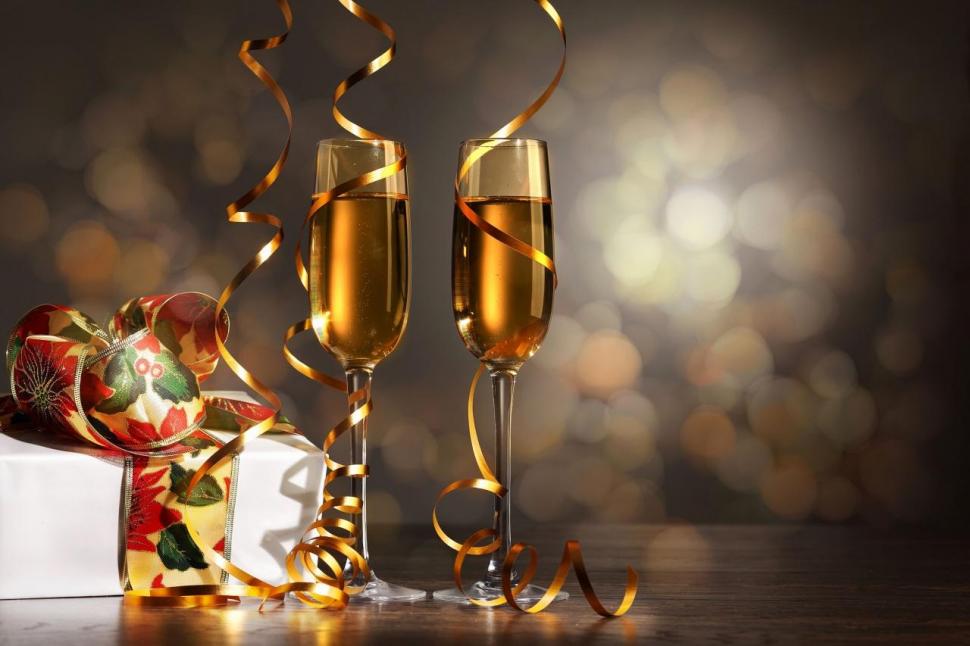 Happy New Year Champagne Stemware Ribbon wallpaper,happy new year wallpaper,champagne wallpaper,stemware wallpaper,ribbon wallpaper,holidays christmas wallpaper,1280x853 wallpaper