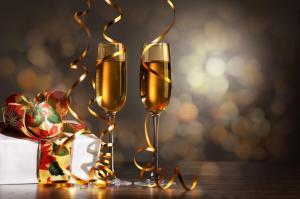 Happy New Year Champagne Stemware Ribbon wallpaper thumb