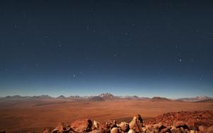 Stars Sky Landscape Desert Rocks HD wallpaper thumb