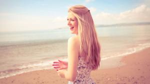 Happy Blonde at the Beach HD wallpaper thumb