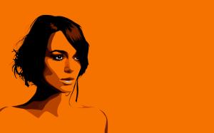 Keira Knightley Brunette Face Orange Drawing HD wallpaper thumb