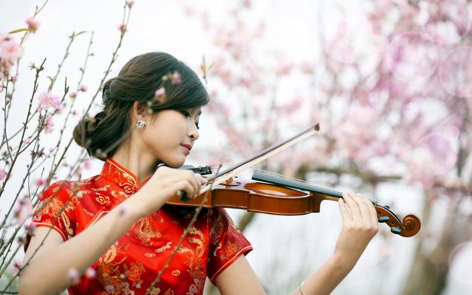 Red cheongsam girl play violin wallpaper,Red HD wallpaper,Cheongsam HD wallpaper,Girl HD wallpaper,Play HD wallpaper,Violin HD wallpaper,2560x1600 wallpaper