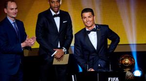 FIFA Ballon d'Or winner Cristiano Ronaldo of Portugal and Real Madrid (R) speaks next to Thierry Henry (C) wallpaper thumb