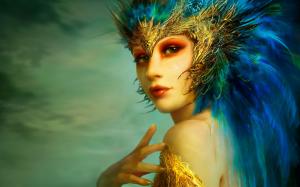 Golden Delicious fantasy girl blue hair wallpaper thumb
