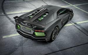 Lamborghini Aventador LP700-4 black supercar back view wallpaper thumb