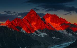 Red Sunset Over Mountains wallpaper thumb