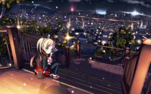 Anime Girls, City, Night, View, Lights wallpaper thumb