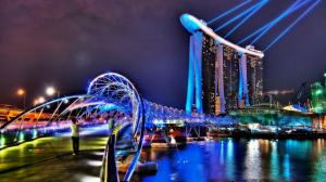 Magnificent Modern Bridge At Night Hdr wallpaper thumb