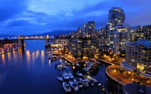 Vancouver Night Dock Harbor Ocean HD wallpaper thumb