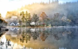 Foggy Landscape Mirrored into the Lake wallpaper thumb