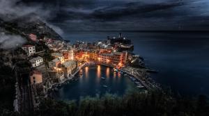 City, Cityscape, Cinque Terre, Italy, Night, Sea, Boat, Building, Dock wallpaper thumb