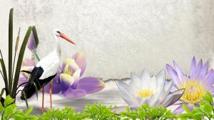 Heron Lily Pond wallpaper thumb