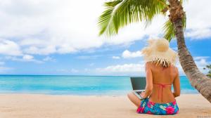 Beach Laptop Tropical Palm Tree Tree Ocean Clouds HD wallpaper thumb