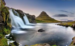 Iceland Eldfell, the volcano, waterfall wallpaper thumb