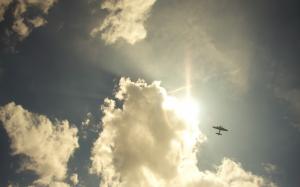Clouds Airplane Plane Sun Light Sunlight Sky HD wallpaper thumb