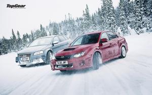 Subaru WRX STI Audi Snow Winter Drift Top Gear HD wallpaper thumb