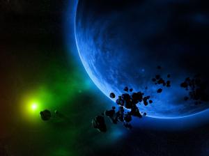 Green light and blue planet wallpaper thumb