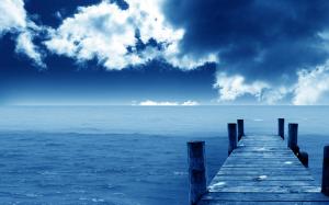 Dock Ocean Blue Clouds HD wallpaper thumb
