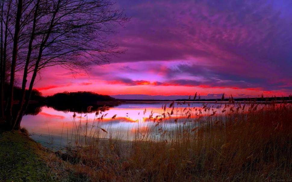 Amazing Purple Sunset wallpaper,sunset HD wallpaper,lake HD wallpaper,nature HD wallpaper,1920x1200 wallpaper