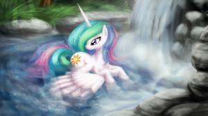 My Little Pony, cartoon, art, swimming, waterfall, wings wallpaper thumb