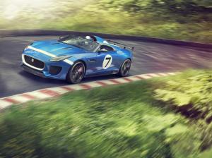 Jaguar Project 7 blue concept car in high speed wallpaper thumb