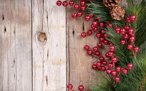 Branch, pine cones, red balls decoration, Christmas, New Year wallpaper thumb