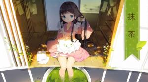 Lovely girl, green tea, anime wallpaper thumb