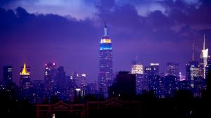 New York Buildings Skyscrapers Purple HD wallpaper thumb