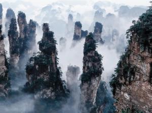 Zhangjiajie National Forest Park, China, cliffs, mountains, fog wallpaper thumb