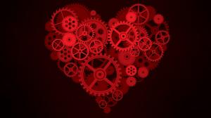 Gears, Circle, Clockwork, Red, Heart, Minimalism, Background wallpaper thumb