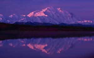 Mountains Landscape Lake Reflection Purple HD wallpaper thumb
