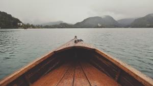 Boat, Rain, Lake wallpaper thumb