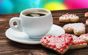 Coffee Cookies Hearts Love wallpaper thumb