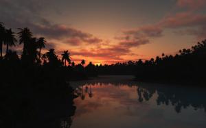 Sunset Over Lake and Palms wallpaper thumb
