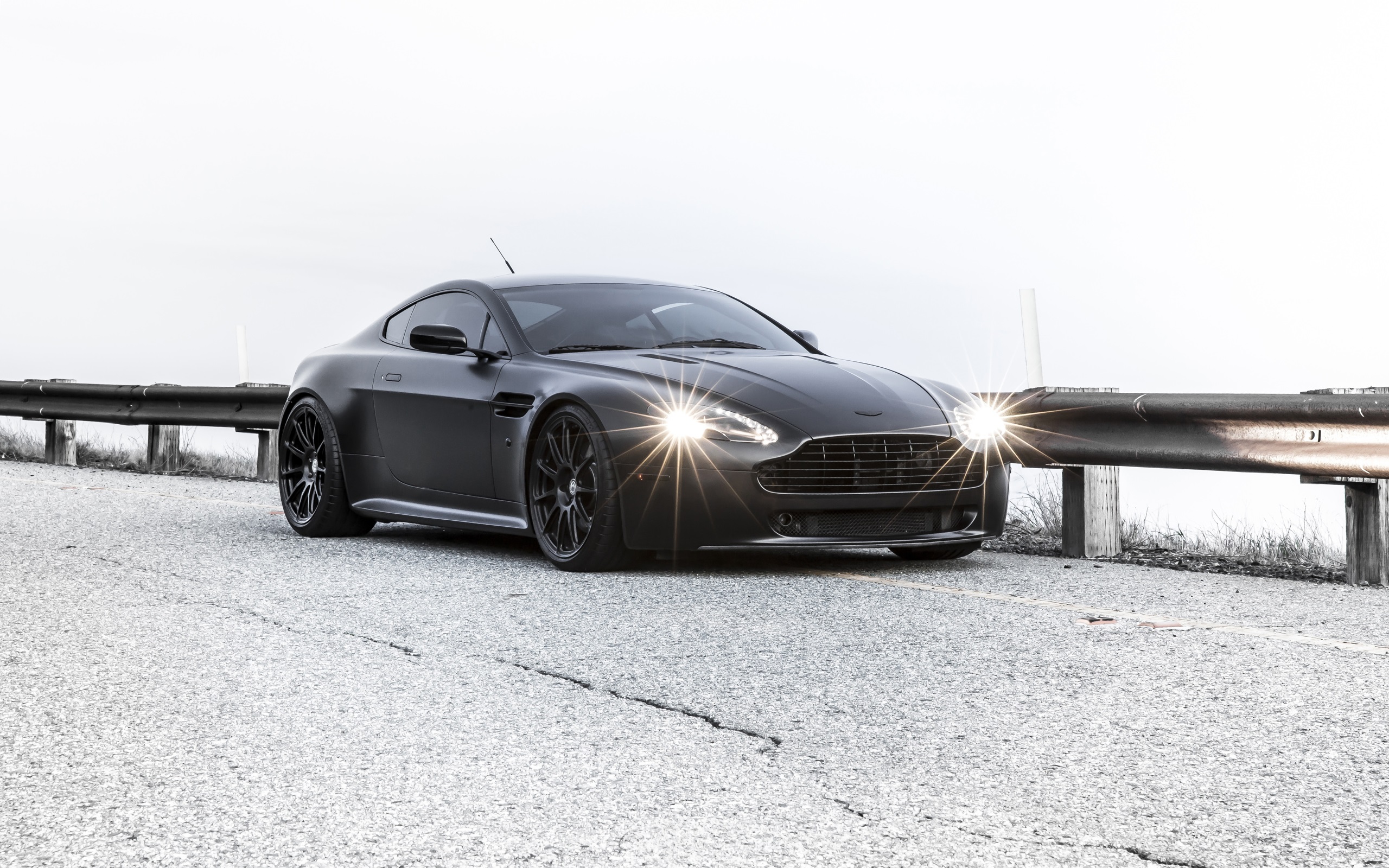 Aston Martin Vantage Black Car In Road Wallpaper Cars Wallpaper Better