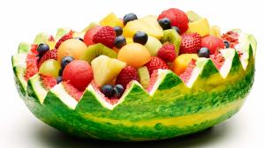 Watermelon basket, berries, strawberries, kiwi, fruit dessert wallpaper thumb