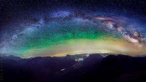Stars Night Galaxy Milky Way Mountains Landscape HD wallpaper thumb