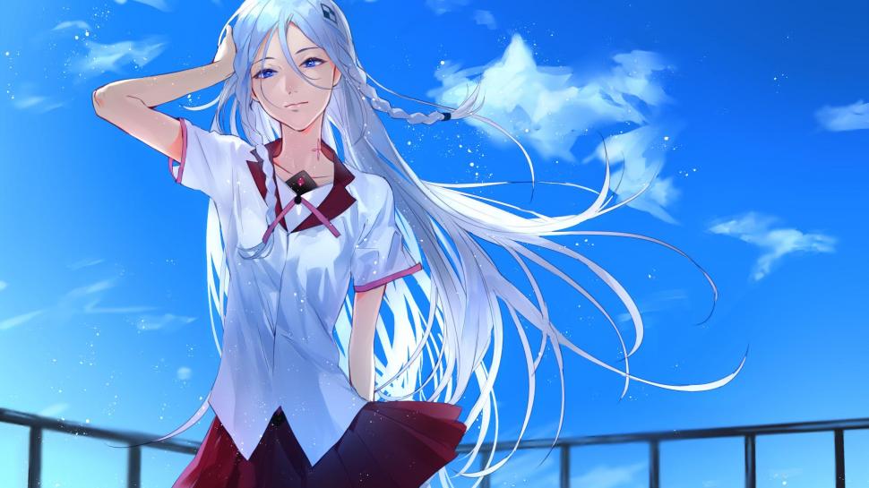 Redjuice, school uniform, blue background, blue eyes, Harmony, Miach Mihie wallpaper,redjuice HD wallpaper,school uniform HD wallpaper,blue background HD wallpaper,blue eyes HD wallpaper,harmony HD wallpaper,miach mihie HD wallpaper,1920x1080 wallpaper