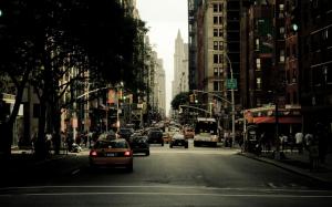 New York, city street, skyscrapers, cars, people wallpaper thumb