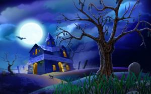 Halloween night moon wallpaper thumb