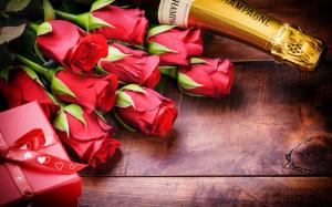 Valentine's Day, romantic, rose, champagne wallpaper thumb