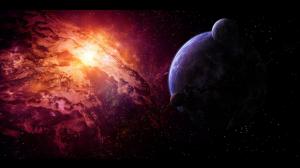 Planet surrounded by its natural satellites wallpaper thumb