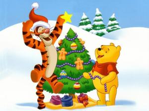 new year, christmas, cartoon film, bear cub, tiger, winnie-the-pooh wallpaper thumb