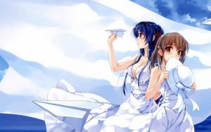 Deep Blue Sky & Pure White Wings Anime HD wallpaper thumb