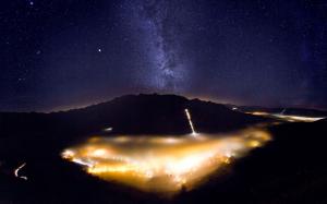 Lights Mist Fog Landscape Galaxy Star HD wallpaper thumb