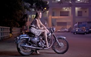 Girl, motorcycle, street, night wallpaper thumb