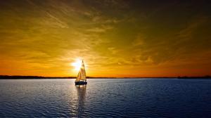 Sea, Sunset, Boat, Sailing Ship, Sail wallpaper thumb